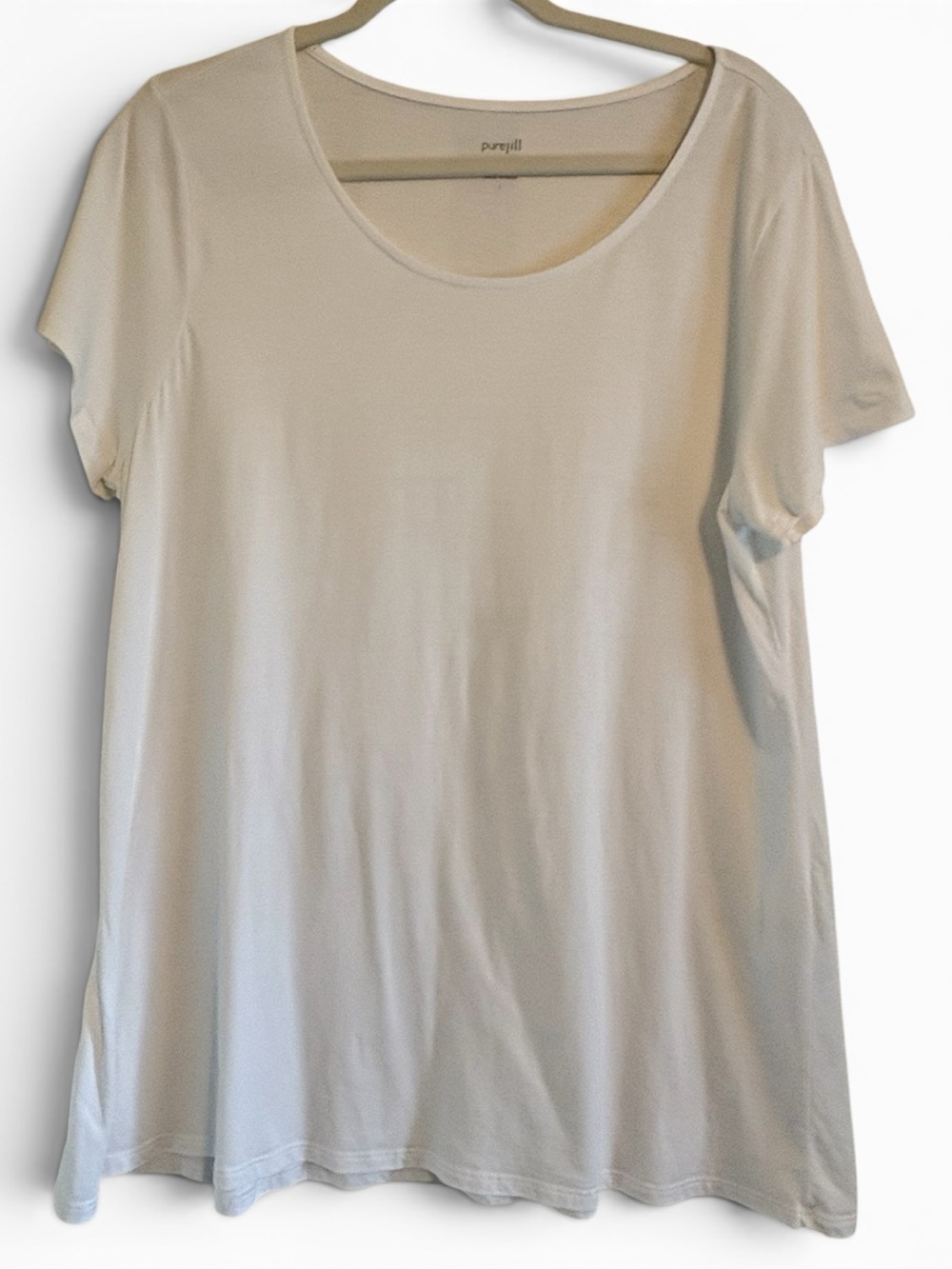 J. Jill Pure Jill White Scoop Neck Elliptical Pima Cotton Tee | Size Large